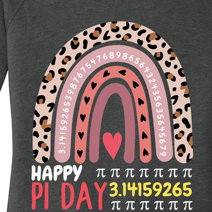 Pi Day Theme Spiral Pi Math Design 3.14 Leopard Rainbow Women's Perfect Tri Tunic Long Sleeve Shirt