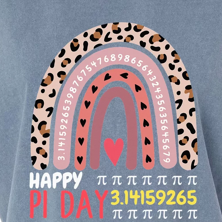 Pi Day Theme Spiral Pi Math Design 3.14 Leopard Rainbow Garment-Dyed Women's Muscle Tee