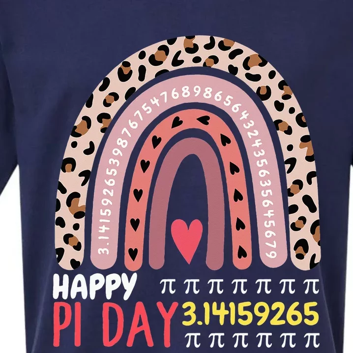 Pi Day Theme Spiral Pi Math Design 3.14 Leopard Rainbow Sueded Cloud Jersey T-Shirt