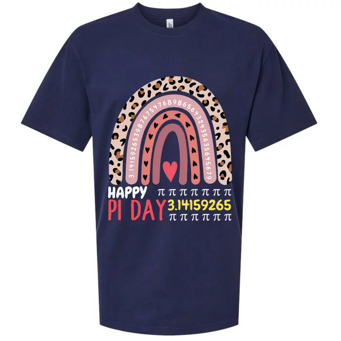 Pi Day Theme Spiral Pi Math Design 3.14 Leopard Rainbow Sueded Cloud Jersey T-Shirt