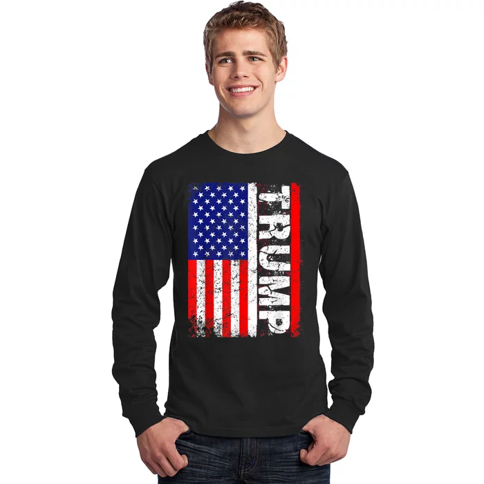 PRESIDENT Donald Trump Vintage USA Flag Long Sleeve Shirt