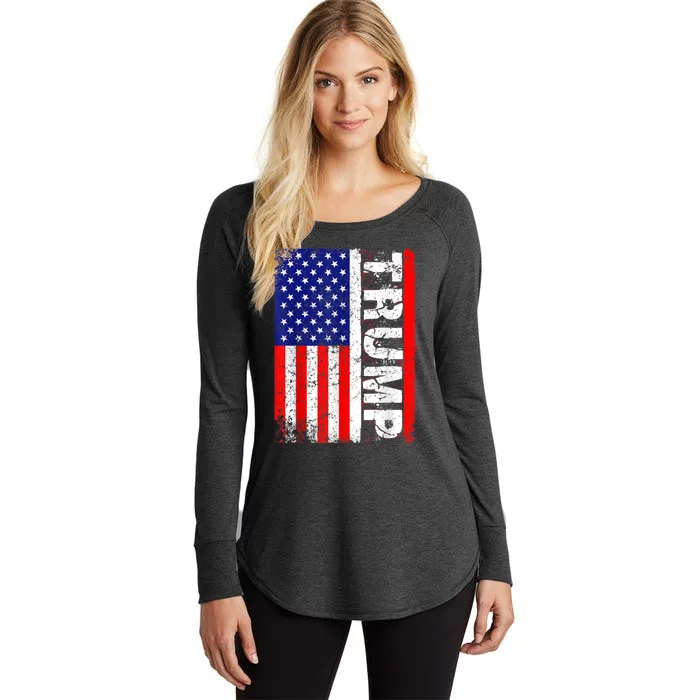 PRESIDENT Donald Trump Vintage USA Flag Women's Perfect Tri Tunic Long Sleeve Shirt