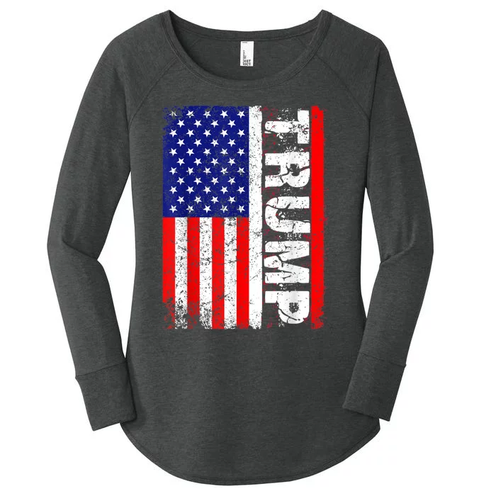 PRESIDENT Donald Trump Vintage USA Flag Women's Perfect Tri Tunic Long Sleeve Shirt