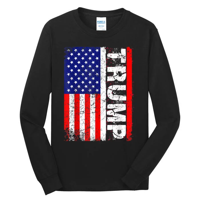 PRESIDENT Donald Trump Vintage USA Flag Tall Long Sleeve T-Shirt