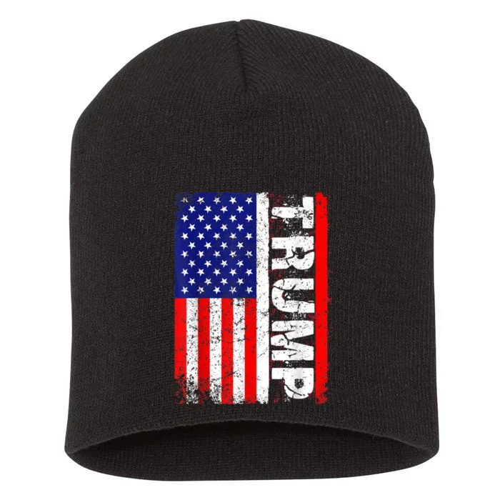 PRESIDENT Donald Trump Vintage USA Flag Short Acrylic Beanie