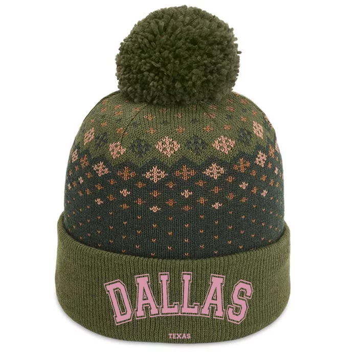 Pink Dallas Texas TX Varsity On Dallas The Baniff Cuffed Pom Beanie