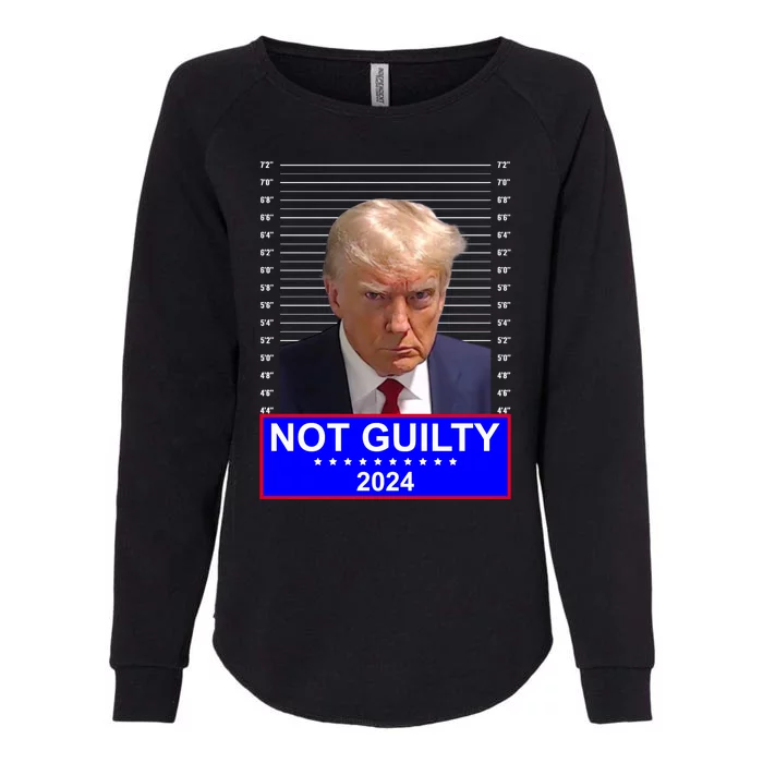 President Donald Trump Mugshot 2024 Not Guilty Womens California Wash Sweatshirt