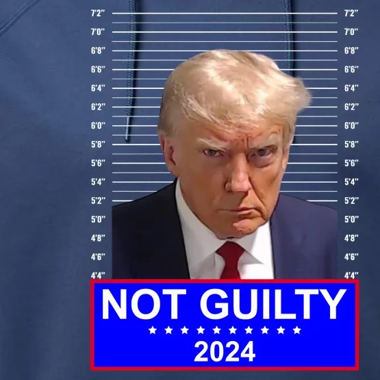 President Donald Trump Mugshot 2024 Not Guilty Performance Fleece Hoodie