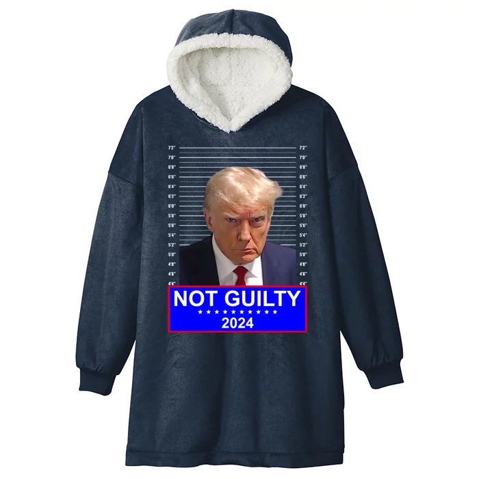 President Donald Trump Mugshot 2024 Not Guilty Hooded Wearable Blanket