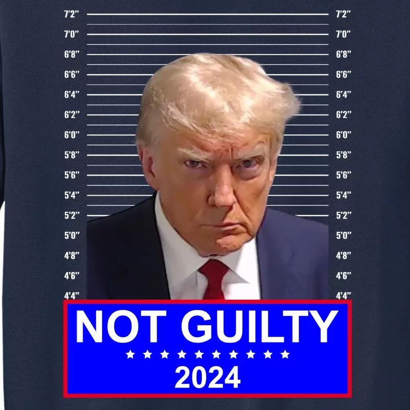 President Donald Trump Mugshot 2024 Not Guilty Tall Sweatshirt