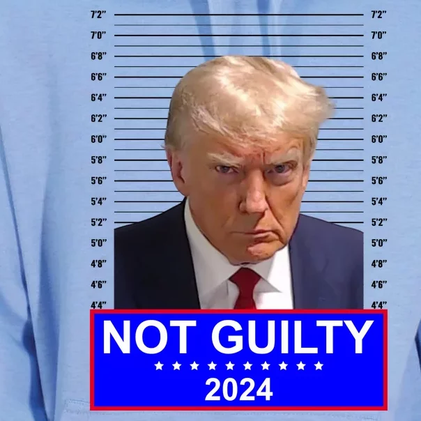 President Donald Trump Mugshot 2024 Not Guilty Unisex Surf Hoodie