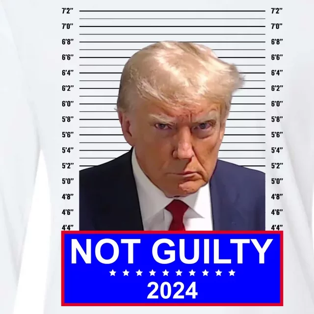 President Donald Trump Mugshot 2024 Not Guilty Womens Cotton Relaxed Long Sleeve T-Shirt