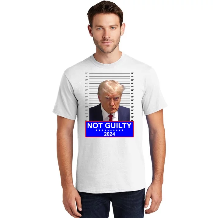 President Donald Trump Mugshot 2024 Not Guilty Tall T-Shirt