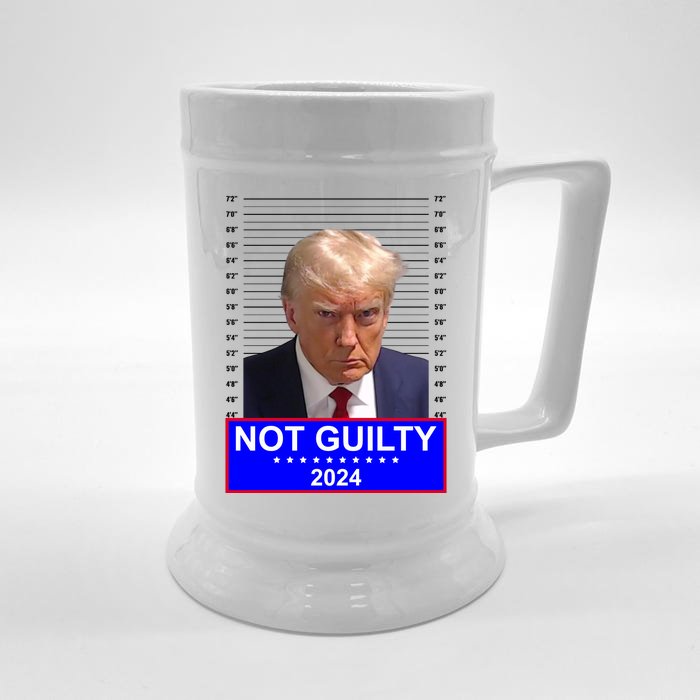 President Donald Trump Mugshot 2024 Not Guilty Front & Back Beer Stein