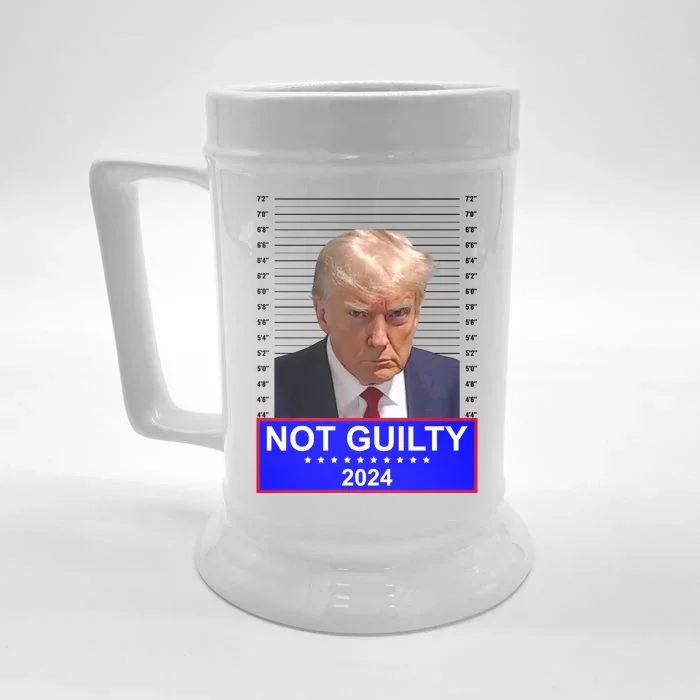 President Donald Trump Mugshot 2024 Not Guilty Front & Back Beer Stein