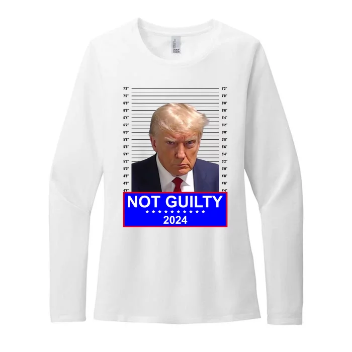 President Donald Trump Mugshot 2024 Not Guilty Womens CVC Long Sleeve Shirt