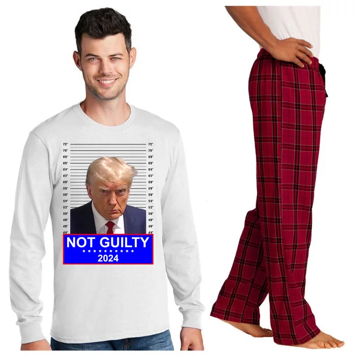 President Donald Trump Mugshot 2024 Not Guilty Long Sleeve Pajama Set