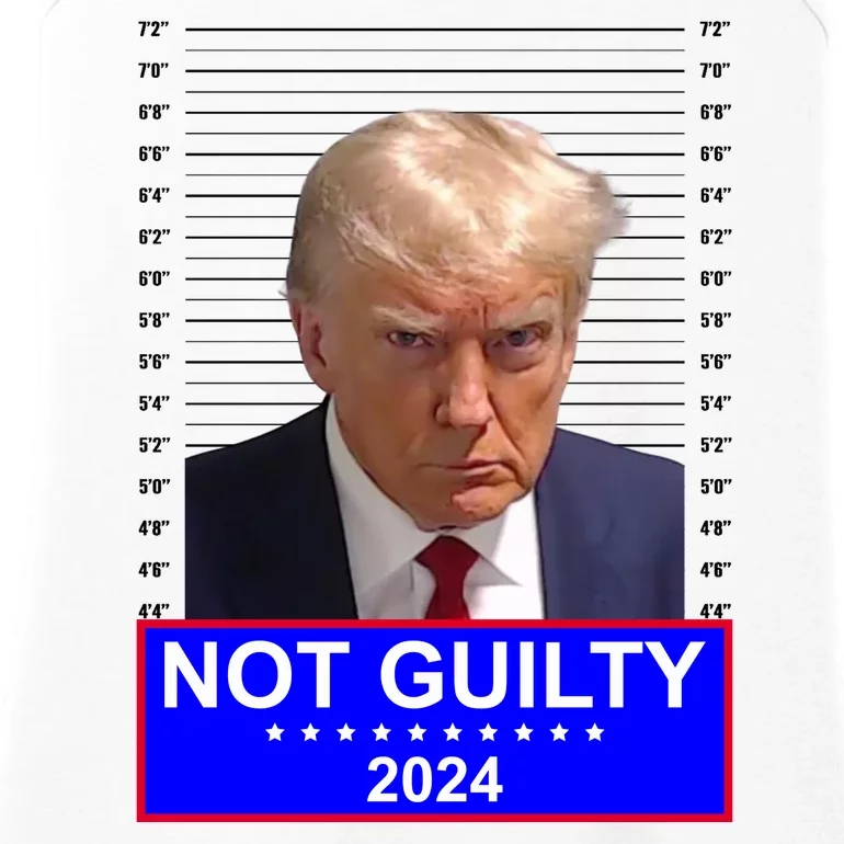 President Donald Trump Mugshot 2024 Not Guilty Ladies Essential Tank