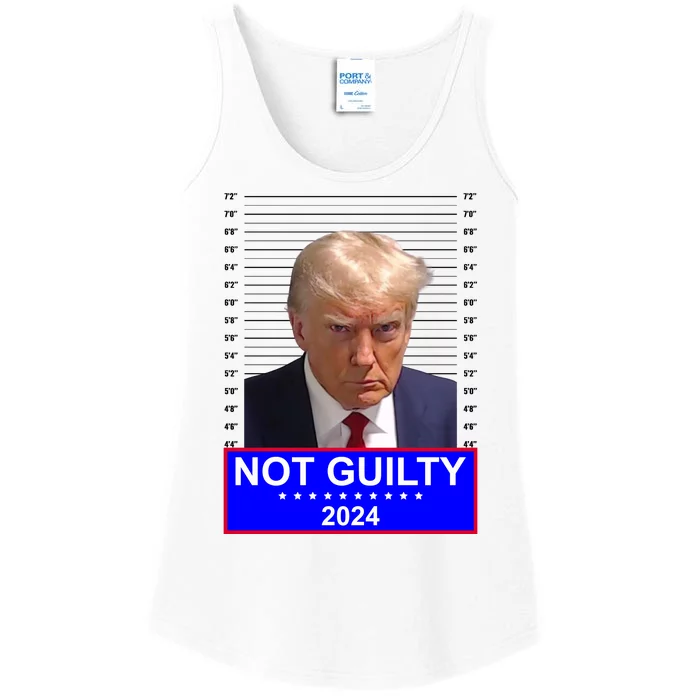 President Donald Trump Mugshot 2024 Not Guilty Ladies Essential Tank