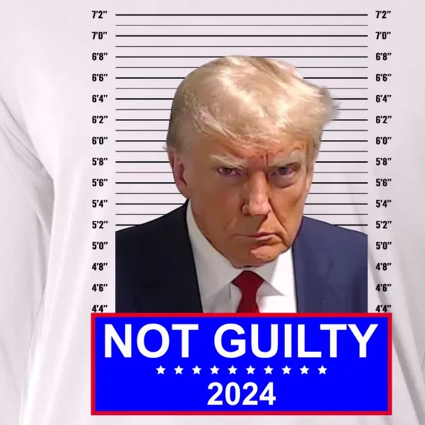 President Donald Trump Mugshot 2024 Not Guilty Cooling Performance Long Sleeve Crew