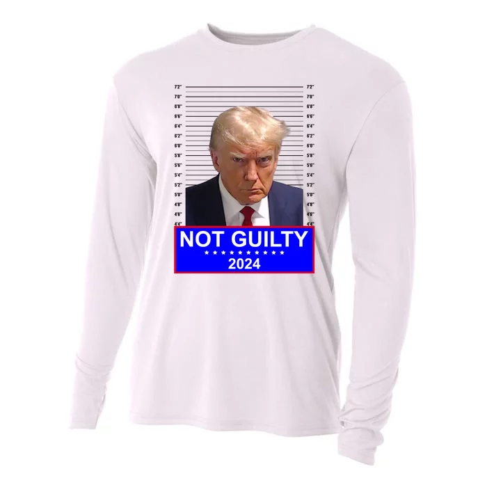 President Donald Trump Mugshot 2024 Not Guilty Cooling Performance Long Sleeve Crew