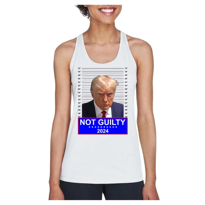 President Donald Trump Mugshot 2024 Not Guilty Women's Racerback Tank