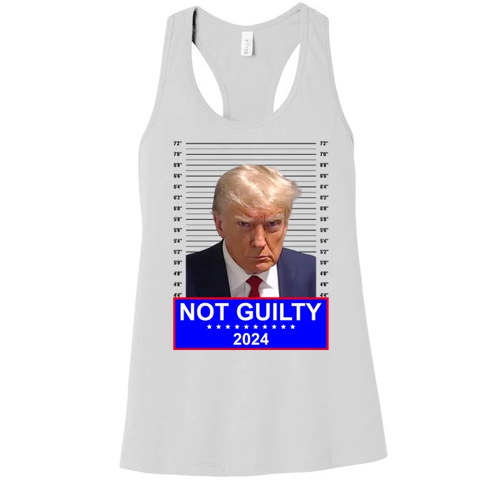 President Donald Trump Mugshot 2024 Not Guilty Women's Racerback Tank