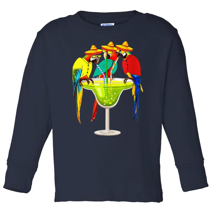 Parrots Drinking Tequila Cinco De Mayo Mexican Fiesta Lovers Toddler Long Sleeve Shirt