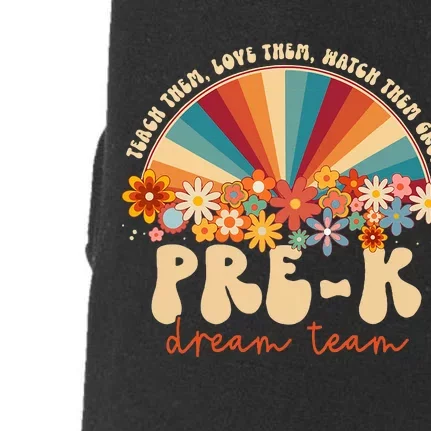 Prek Dream Team Retro Groovy Rainbow Back To School Teacher Doggie 3-End Fleece Hoodie