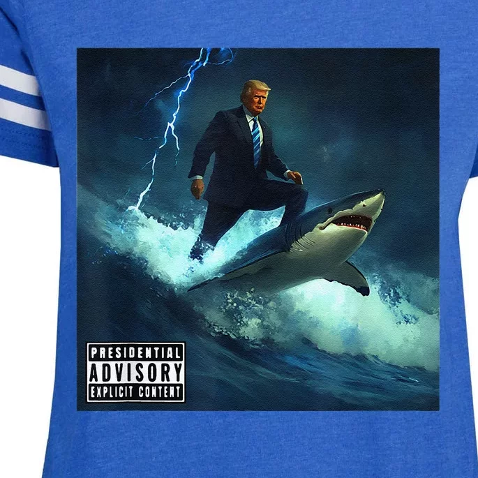 President Donald Trump Surfing On A Shark Trump Epic Enza Ladies Jersey Football T-Shirt