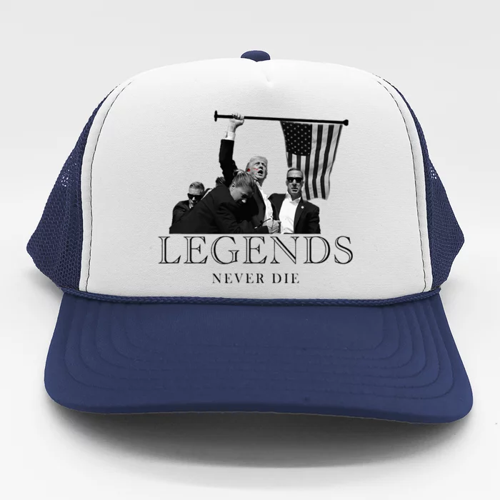 President Donald Trump 2024 Legends Never Die Usa Patriotic Trucker Hat