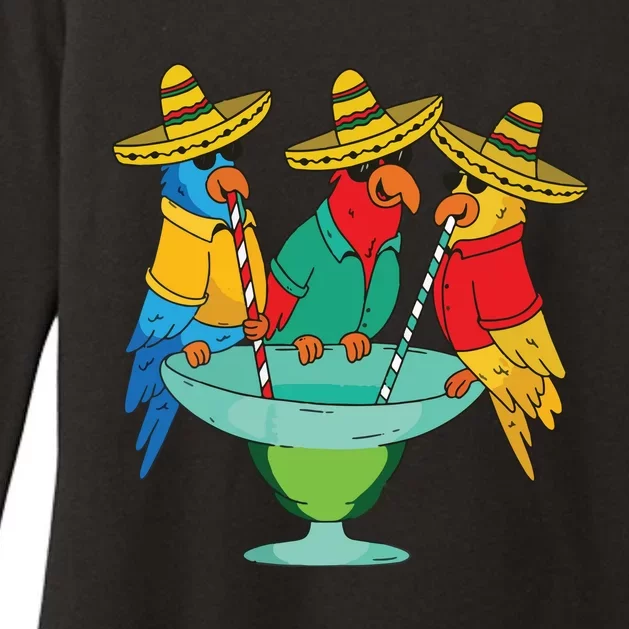 Parrots Drinking Tequila Cinco De Mayo Mexican Fiesta Lovers Womens CVC Long Sleeve Shirt