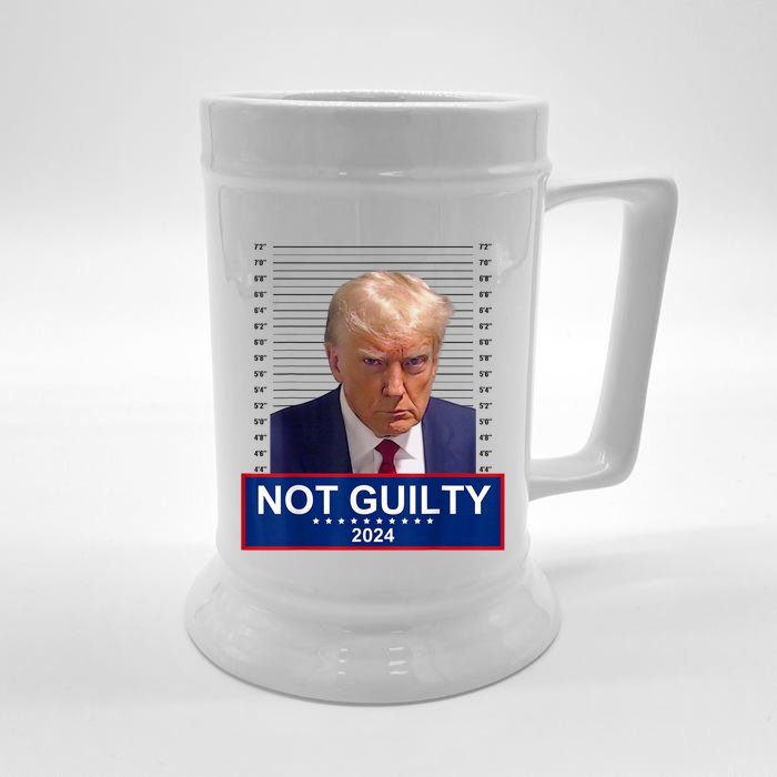 President Donald Trump Mugshot 2024 Not Guilty Supporter Front & Back Beer Stein