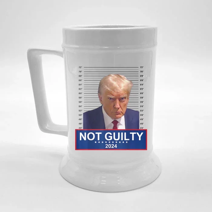 President Donald Trump Mugshot 2024 Not Guilty Supporter Front & Back Beer Stein