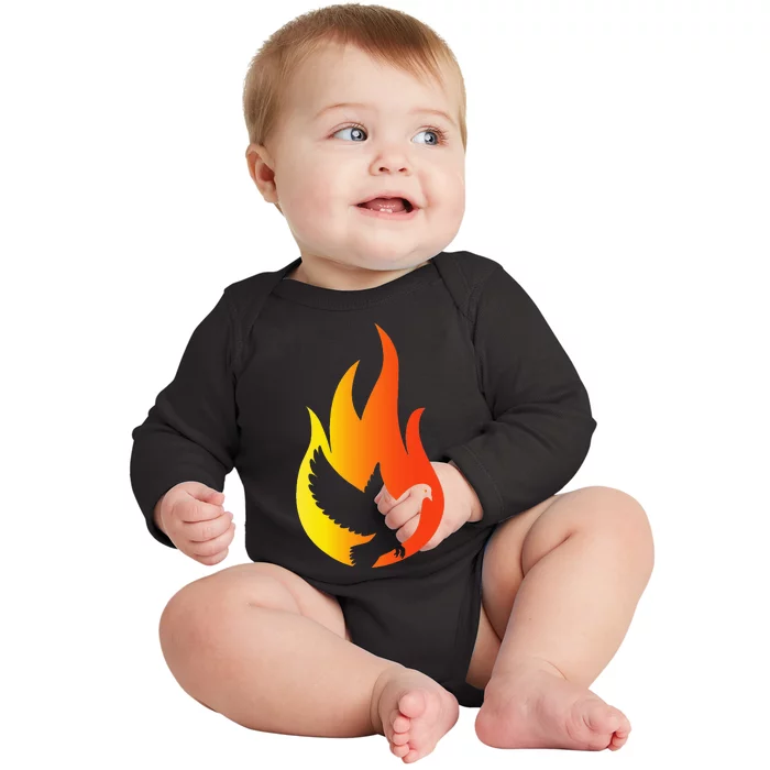 Pentecost Doves Tongues Fire Flame Holy Spirit Catholic Baby Long Sleeve Bodysuit