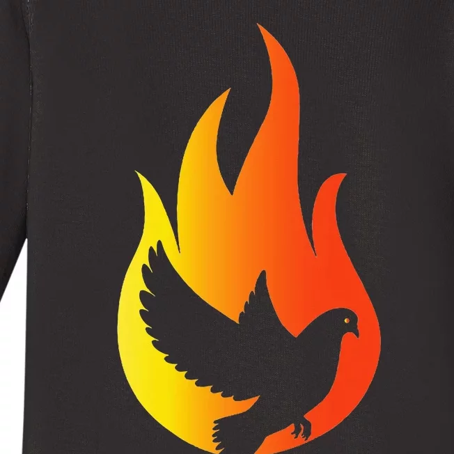 Pentecost Doves Tongues Fire Flame Holy Spirit Catholic Baby Long Sleeve Bodysuit