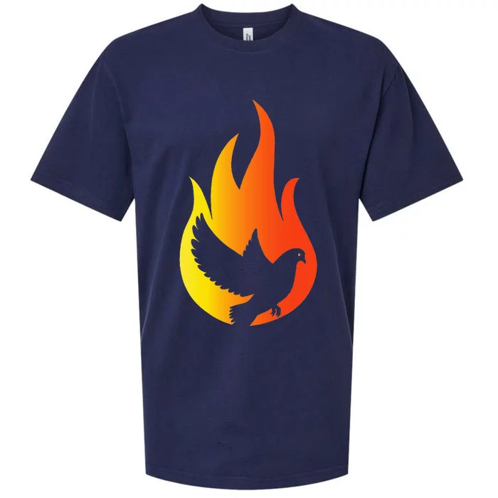 Pentecost Doves Tongues Fire Flame Holy Spirit Catholic Sueded Cloud Jersey T-Shirt