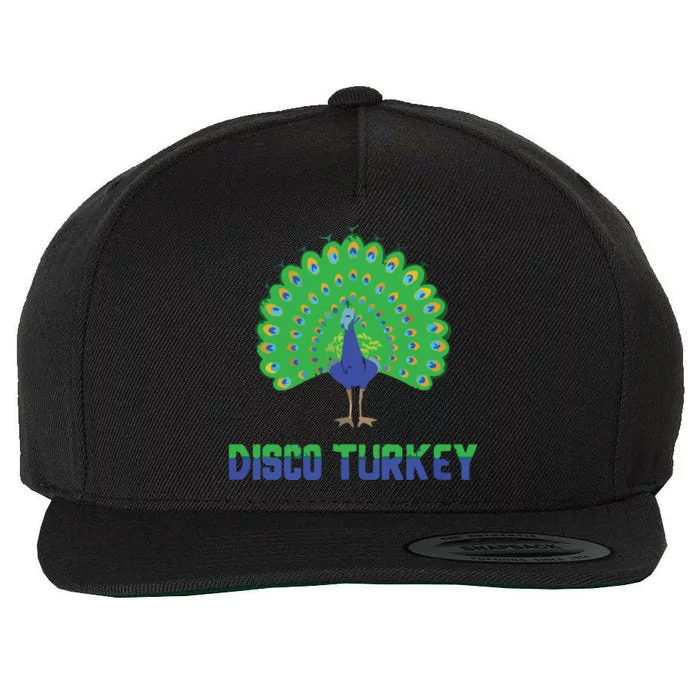 Peacock Disco Turkey Vintage Funny Animal Pun Wool Snapback Cap