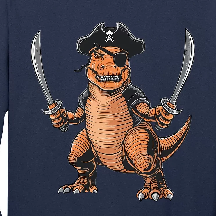 Pirate Dinosaur T Rex Funny Halloween Tyrannosaurus Costume Tall Long Sleeve T-Shirt