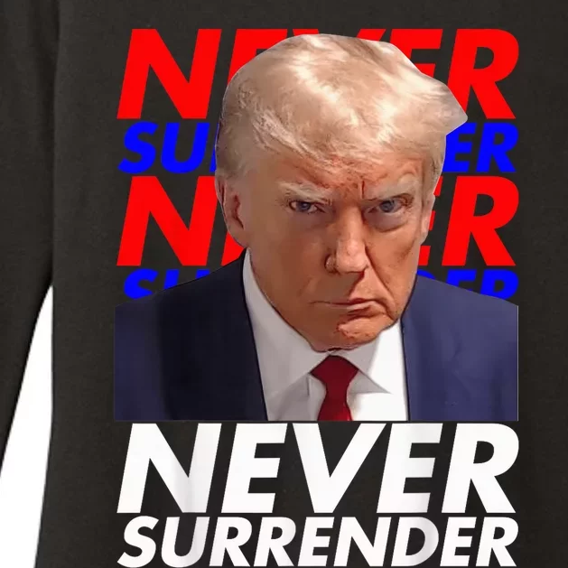 President Donald Trump 2024 Never Surrender Fingerprint USA Womens CVC Long Sleeve Shirt