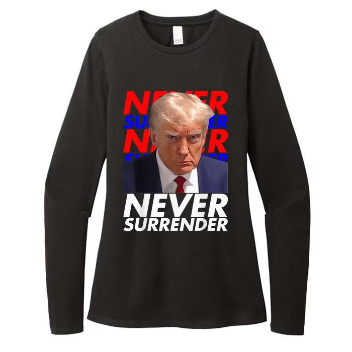 President Donald Trump 2024 Never Surrender Fingerprint USA Womens CVC Long Sleeve Shirt