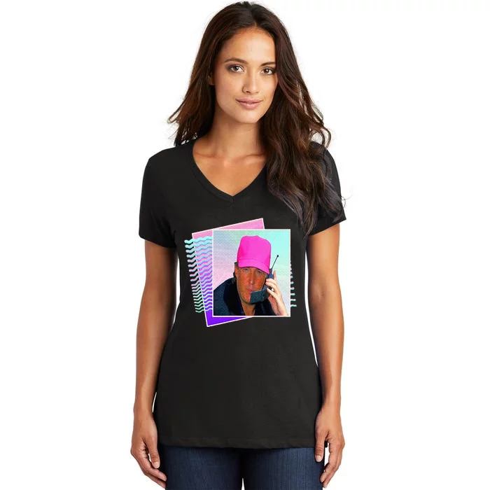 President Donald Trump Retro 80s 90s Graphic Women's V-Neck T-Shirt