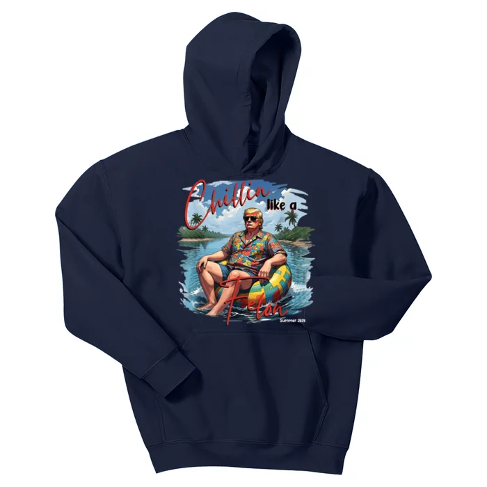 President Donald Trump Chillin Like A Felon Summer 2024 Kids Hoodie