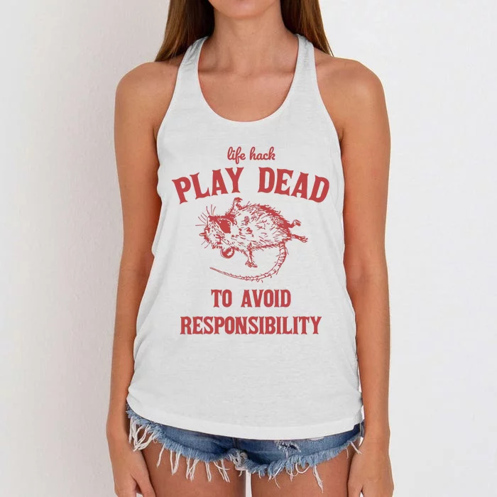 Play Dead To Avoid Responsibility Retro Women's Knotted Racerback Tank