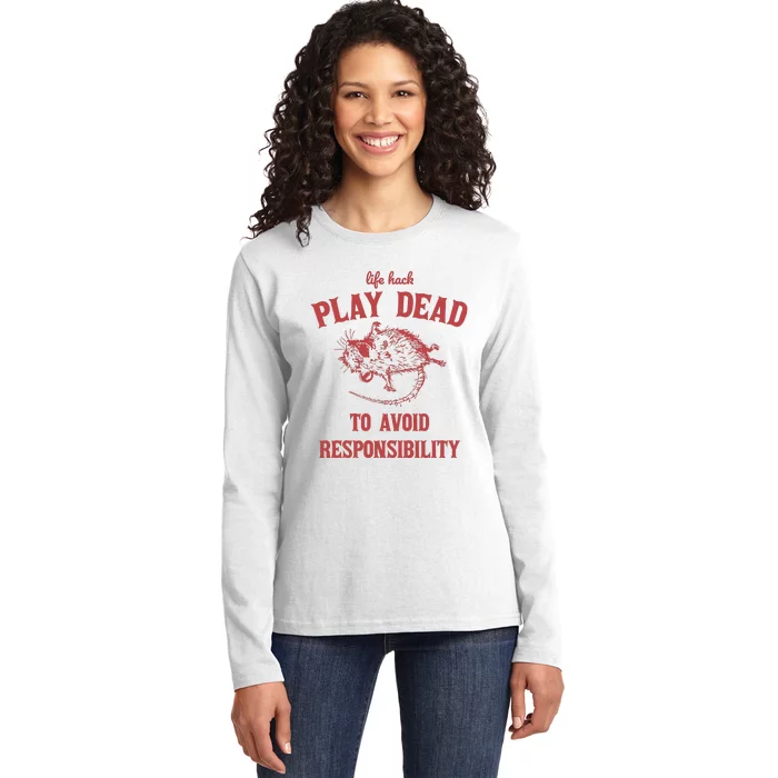 Play Dead To Avoid Responsibility Retro Ladies Long Sleeve Shirt