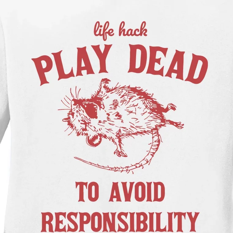 Play Dead To Avoid Responsibility Retro Ladies Long Sleeve Shirt