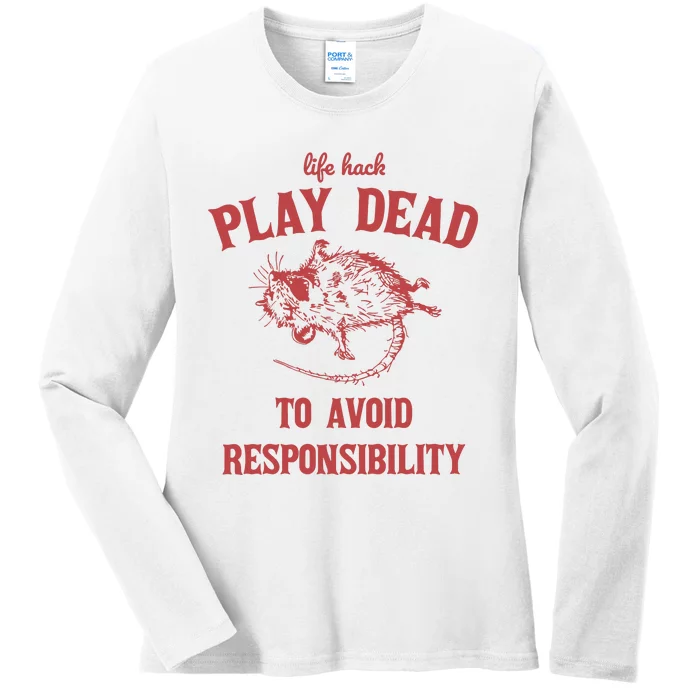 Play Dead To Avoid Responsibility Retro Ladies Long Sleeve Shirt