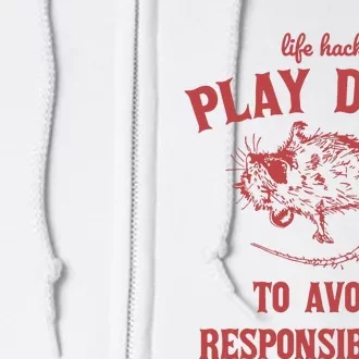 Play Dead To Avoid Responsibility Retro Full Zip Hoodie