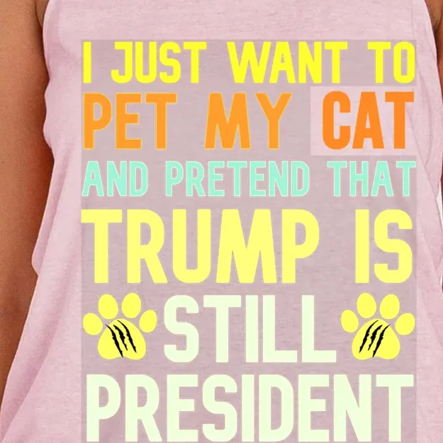 Pro Donald Trump Funny Pet My Cat Republican Conservative Meaningful Gift Women's Knotted Racerback Tank