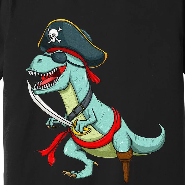 Pirate Dinosaur T Rex Funny Tyrannosaurus Halloween Premium T-Shirt